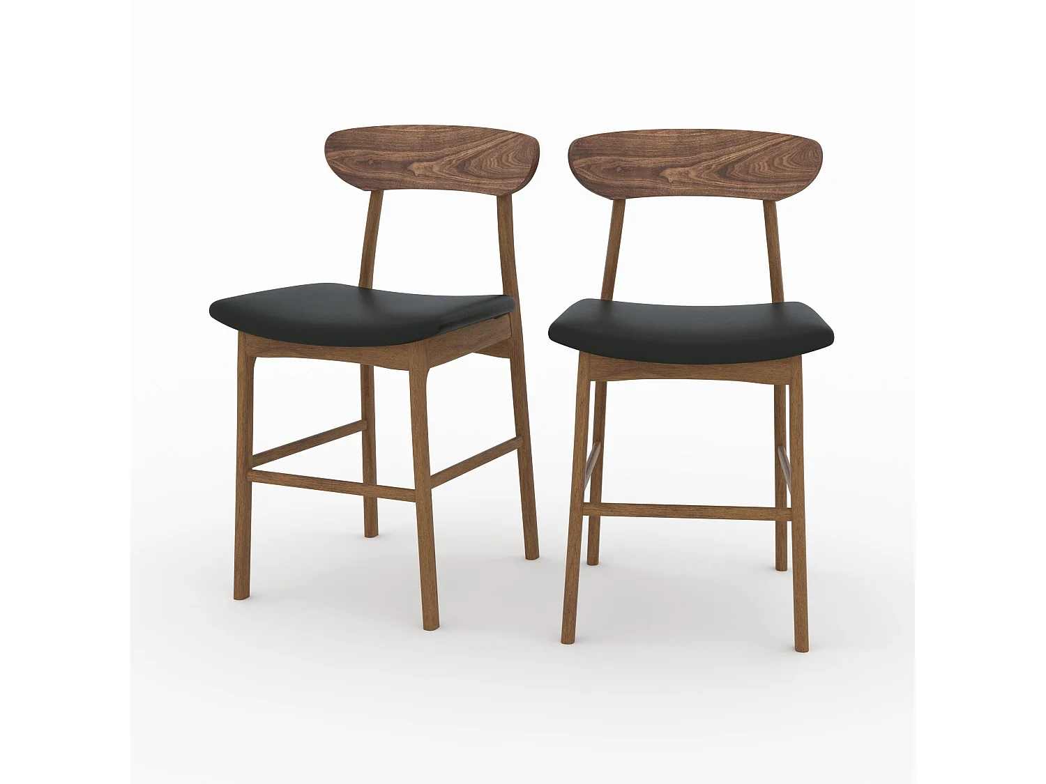 Set di 2 sedie da bar in ecopelle nera 66 cm. - Lana