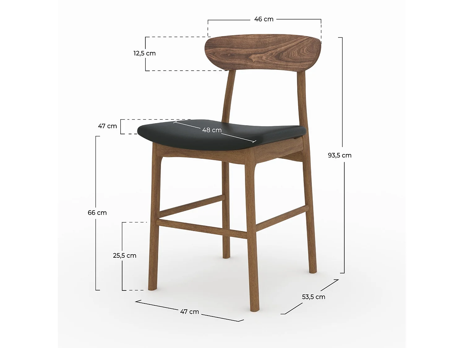 Set di 2 sedie da bar in ecopelle nera 66 cm. - Lana