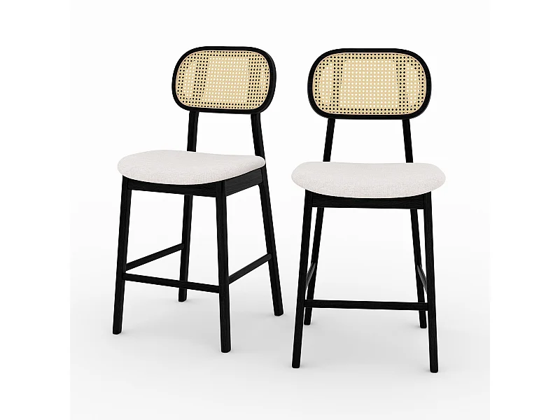 Set di 2 sedie da bar 64,5 cm in tessuto bouclé beige - Maria