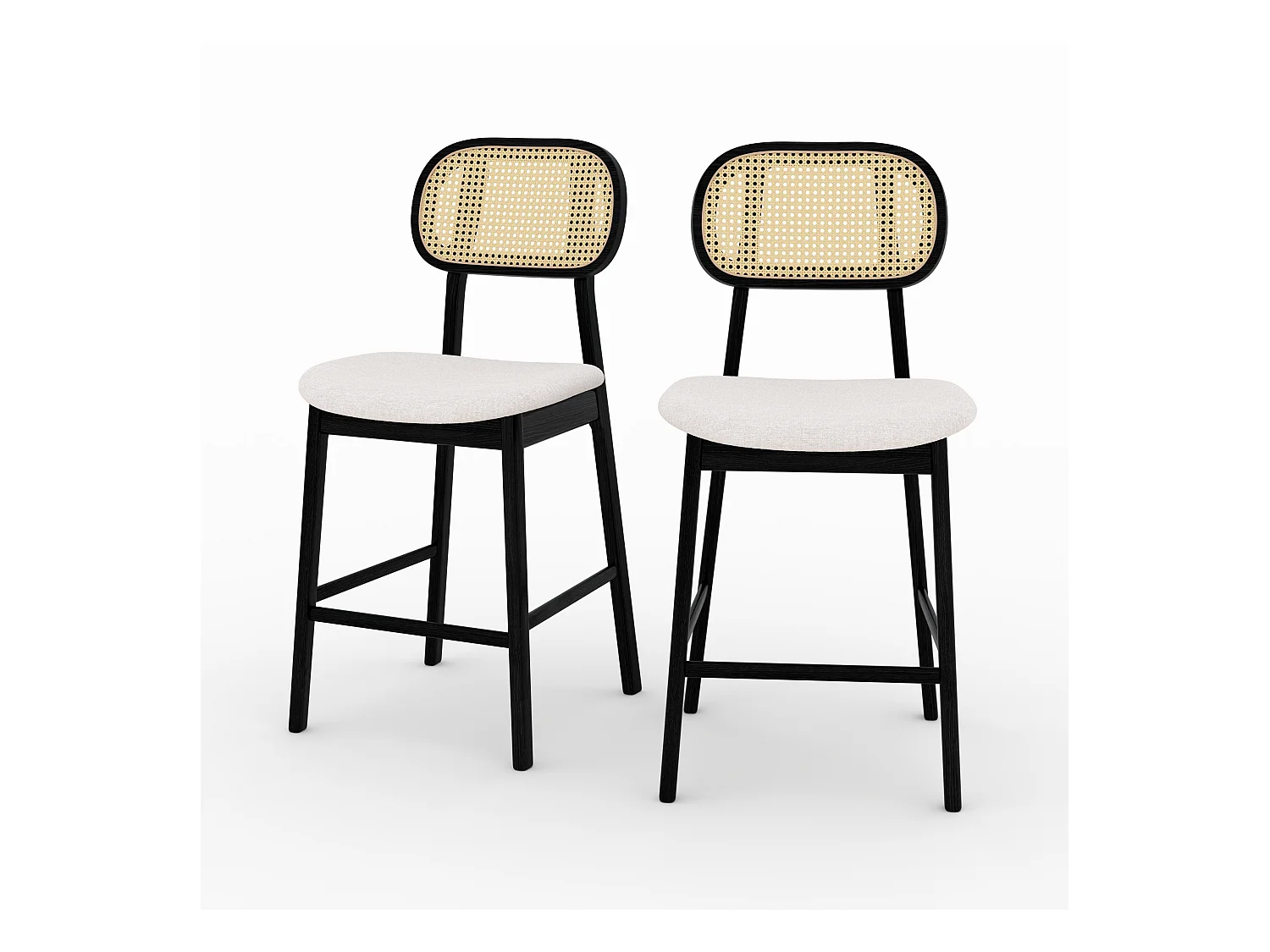 Lot de 2 chaises pour îlot central en tissu beige 64,5 cm - Maria