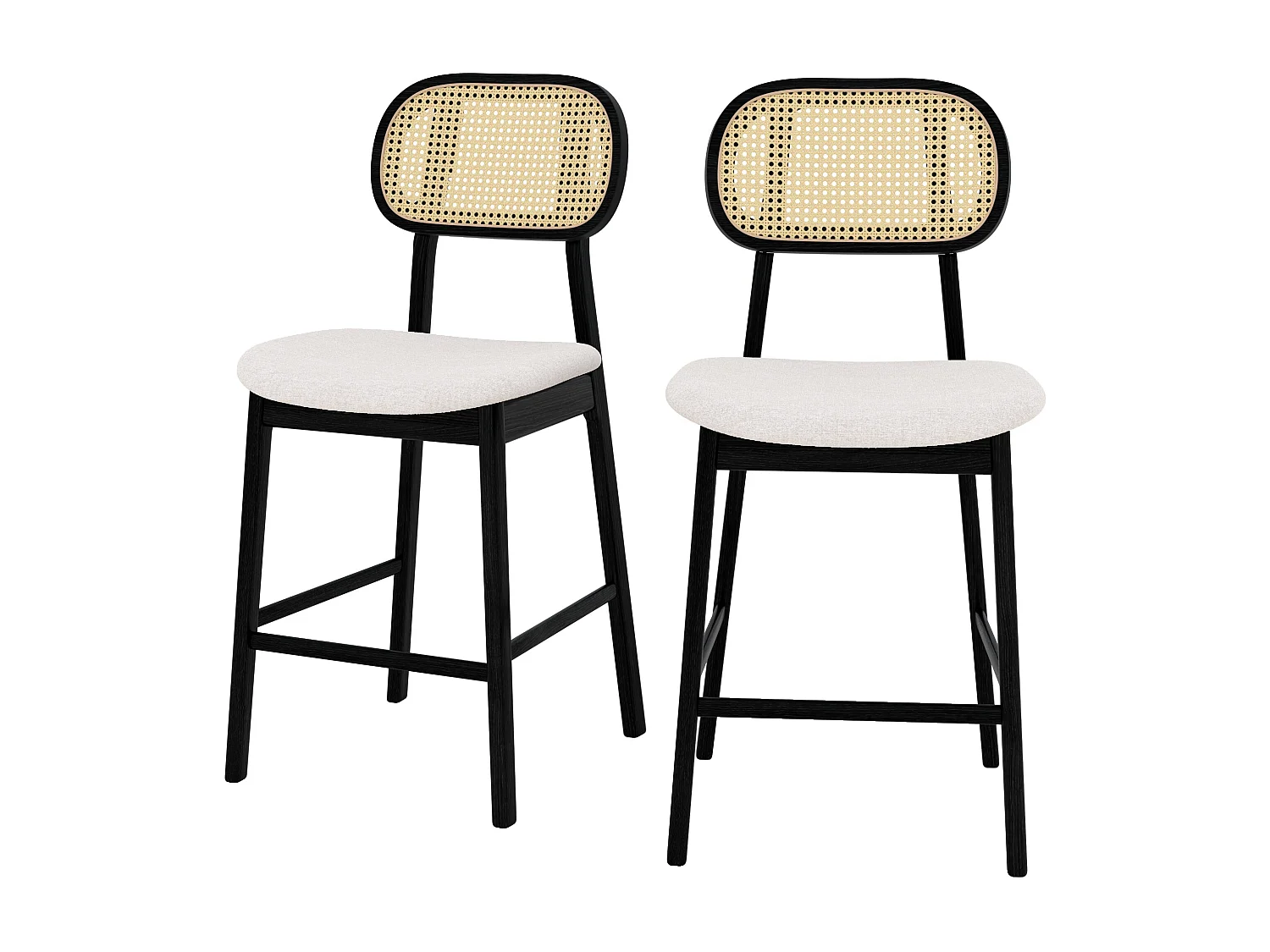 Set de 2 sillas para isla central en tela beige 64,5 cm - Maria