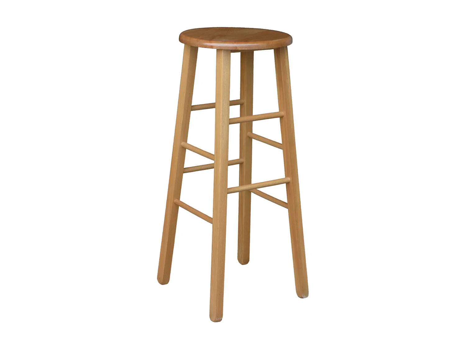 Tabouret en bois avec assise ronde h 80 cm pieds droits noyer clair