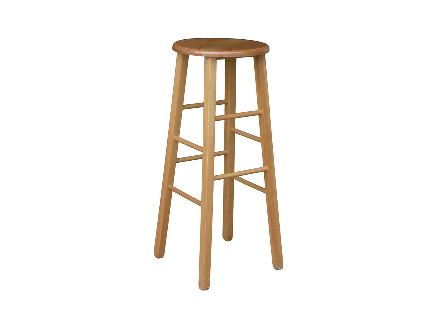 Tabouret en bois avec assise ronde h 80 cm pieds droits noyer clair