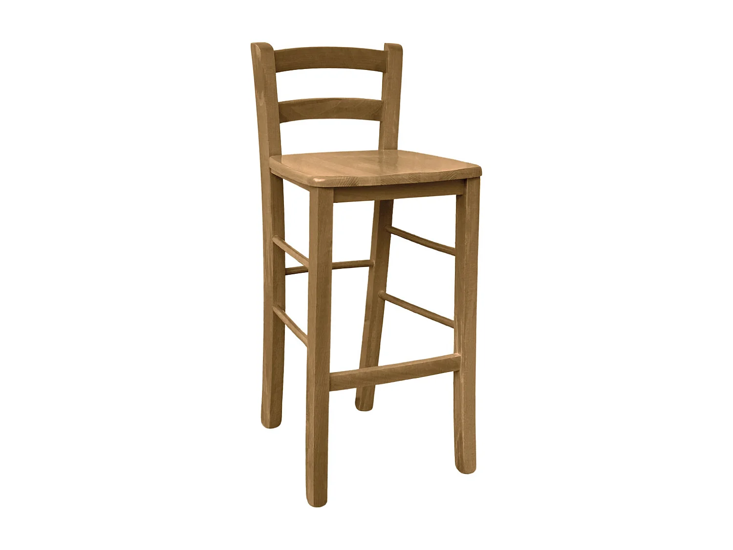 Tabouret de bar haut en bois h 67cm avec assise en noyer clair massif