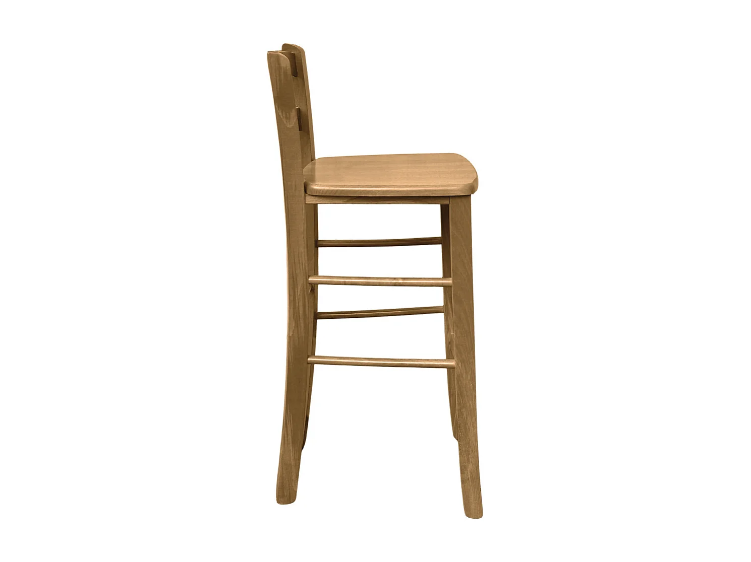 Tabouret de bar haut en bois h 67cm avec assise en noyer clair massif