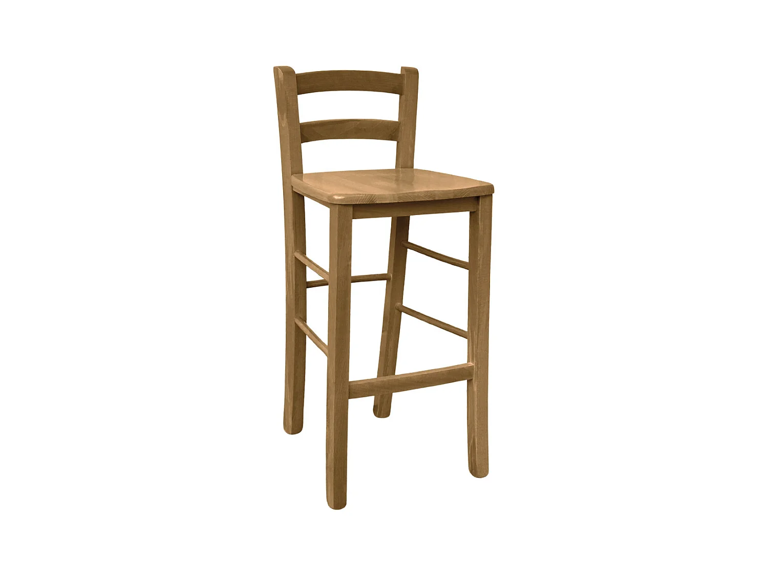 Tabouret de bar haut en bois h 67cm avec assise en noyer clair massif