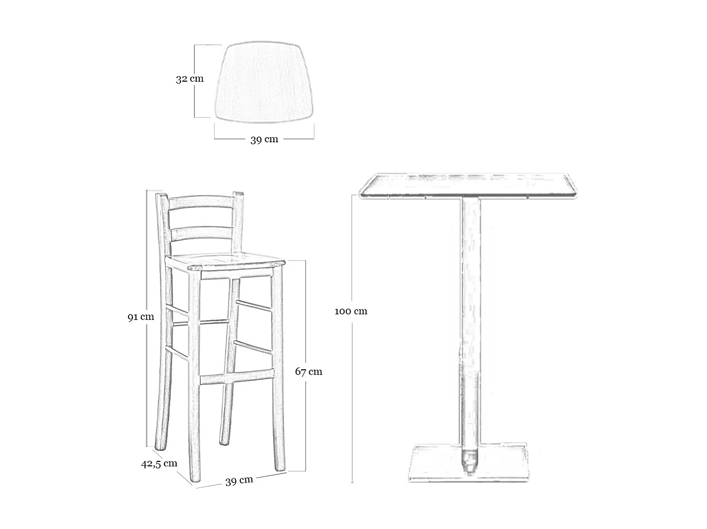 Sgabello alto da bar in legno h 67cm con seduta in massello noce chiaro