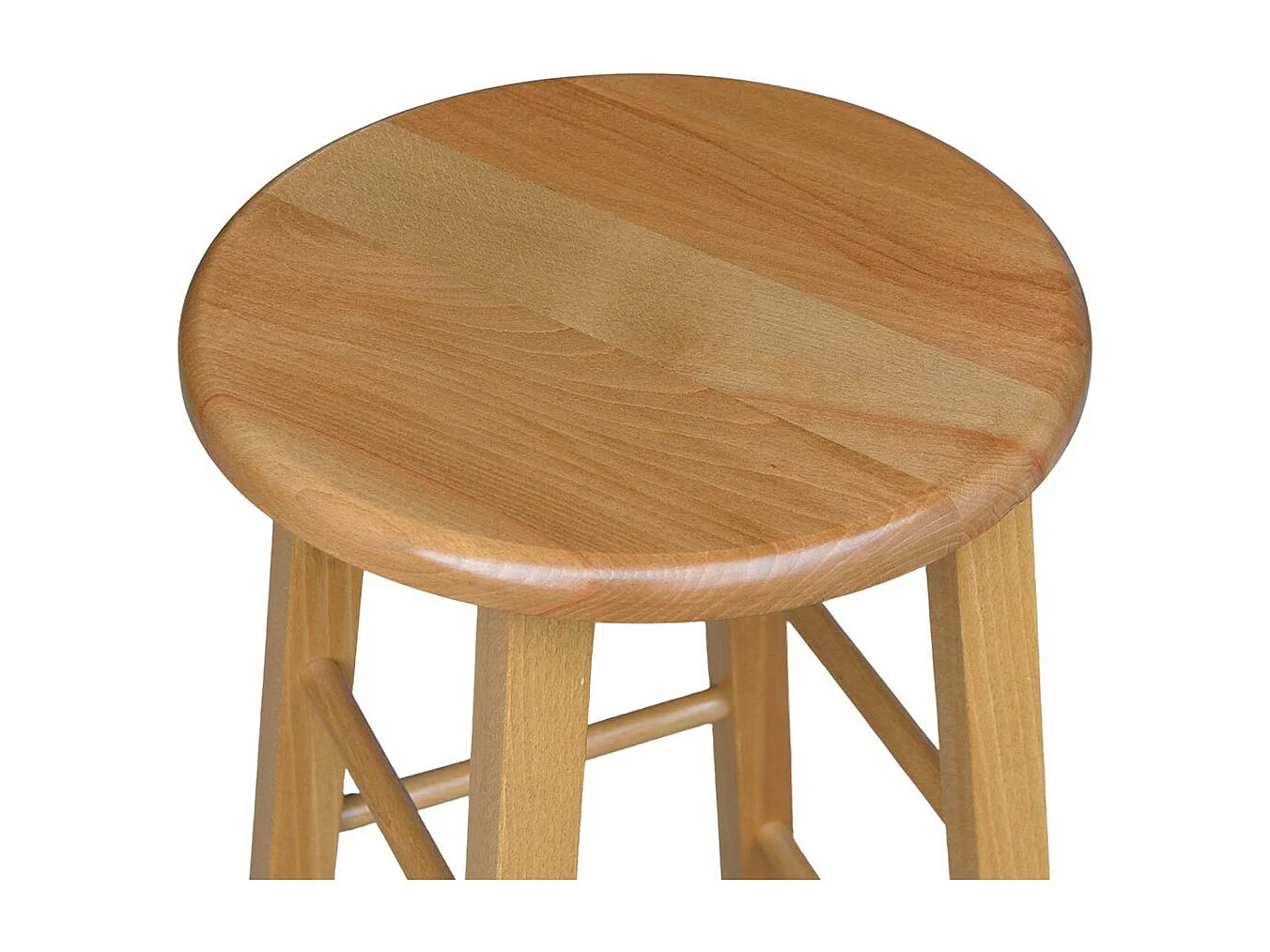 Lot de 2 tabourets de bar ronds h 80 cm pieds sabre noyer clair