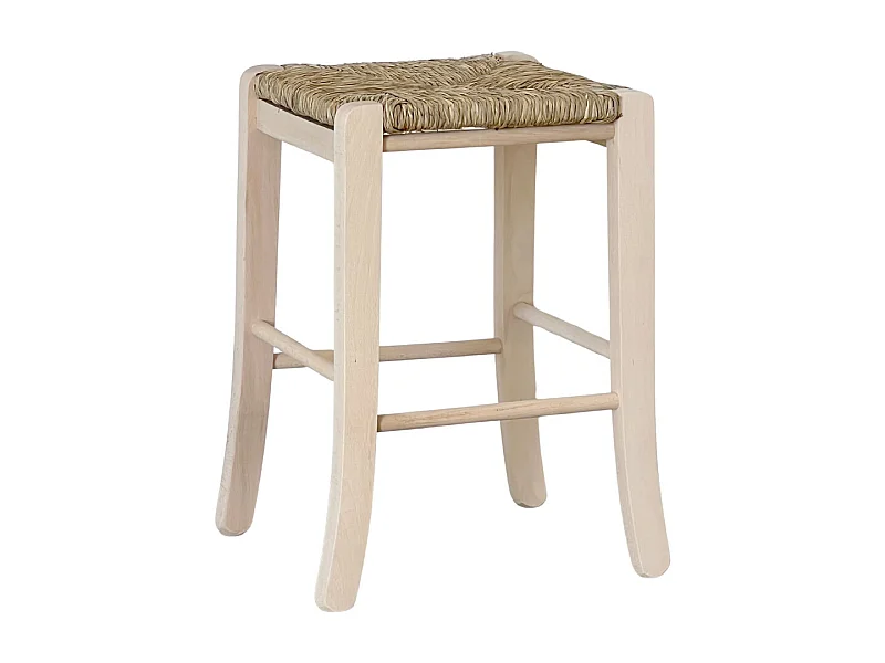 Tabouret bas h 47 cm en bois à peindre carré avec pieds sabre