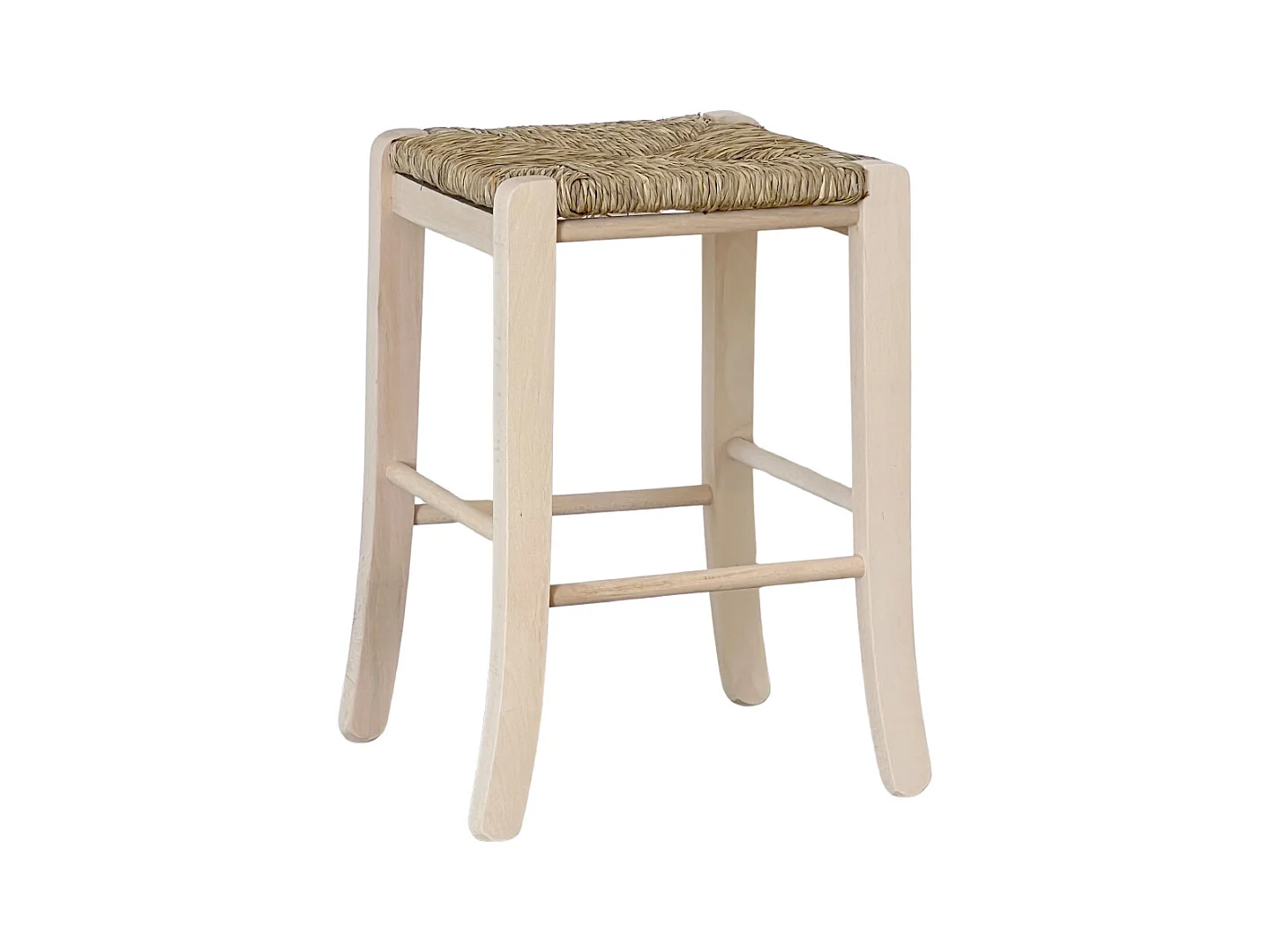 Tabouret bas h 47 cm en bois à peindre carré avec pieds sabre
