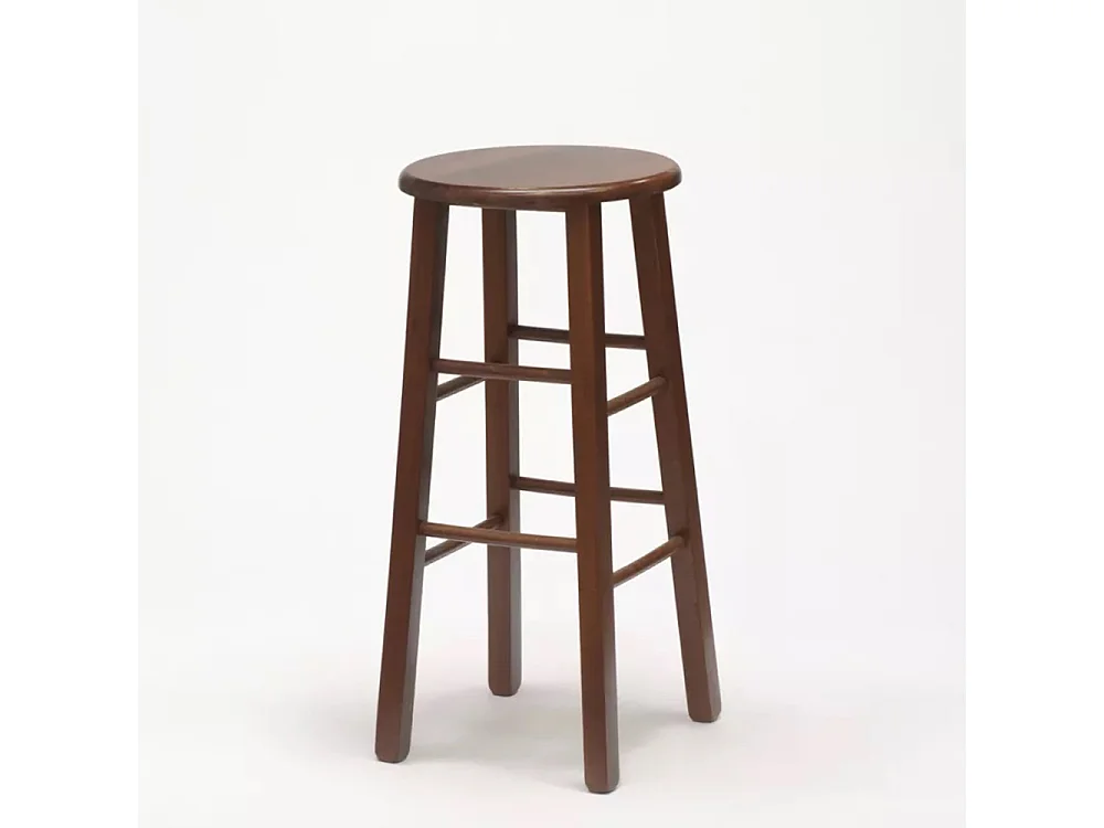 Lot de 2 tabourets de bar ronds h 68 cm en noyer foncé pieds droits