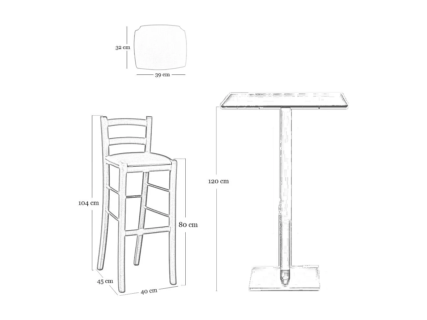 Tabouret en bois de noyer foncé avec dossier h 80 cm assise simili cuir crème