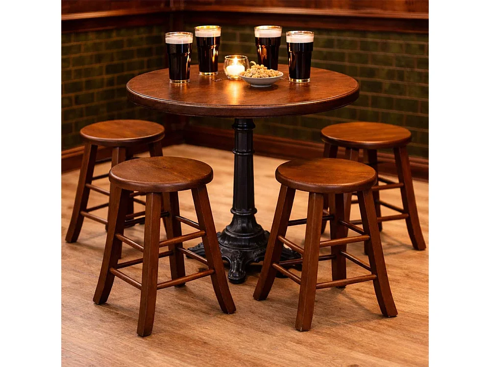 Tabouret de bar bas en bois assise ronde h 47 cm pied sabre