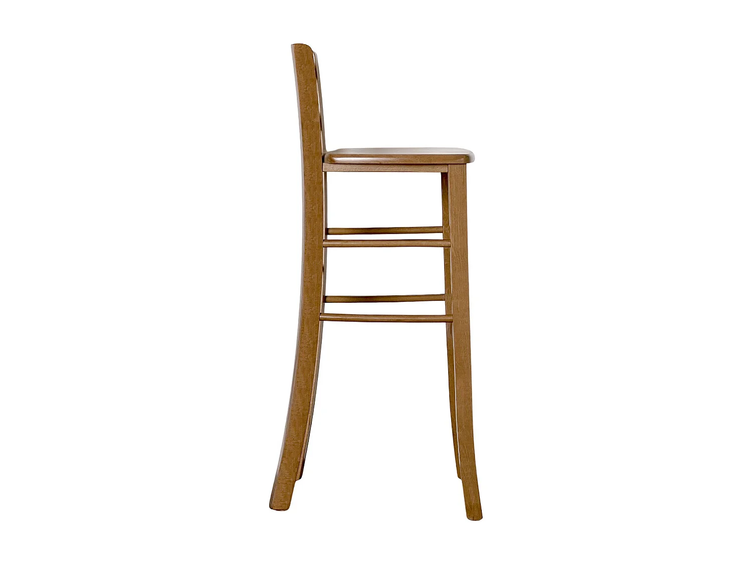Tabouret de bar haut en bois de noyer clair h 80 cm avec assise en bois massif