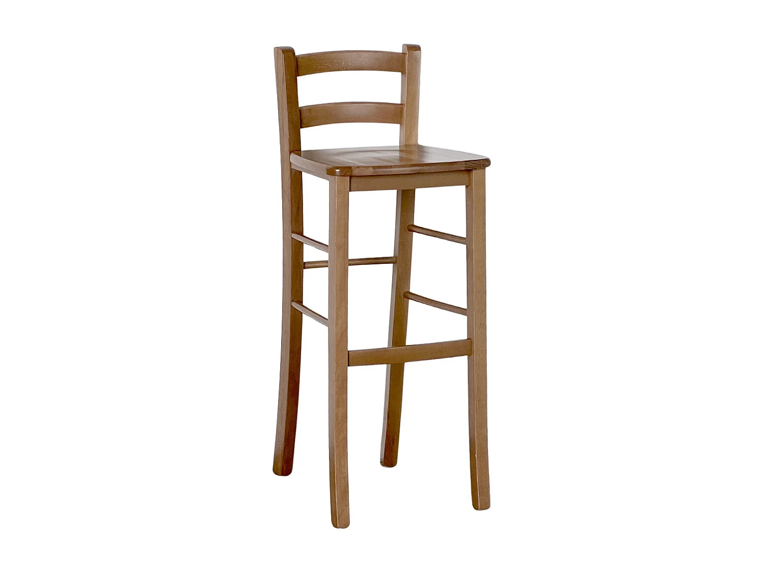 Tabouret de bar haut en bois de noyer clair h 80 cm avec assise en bois massif