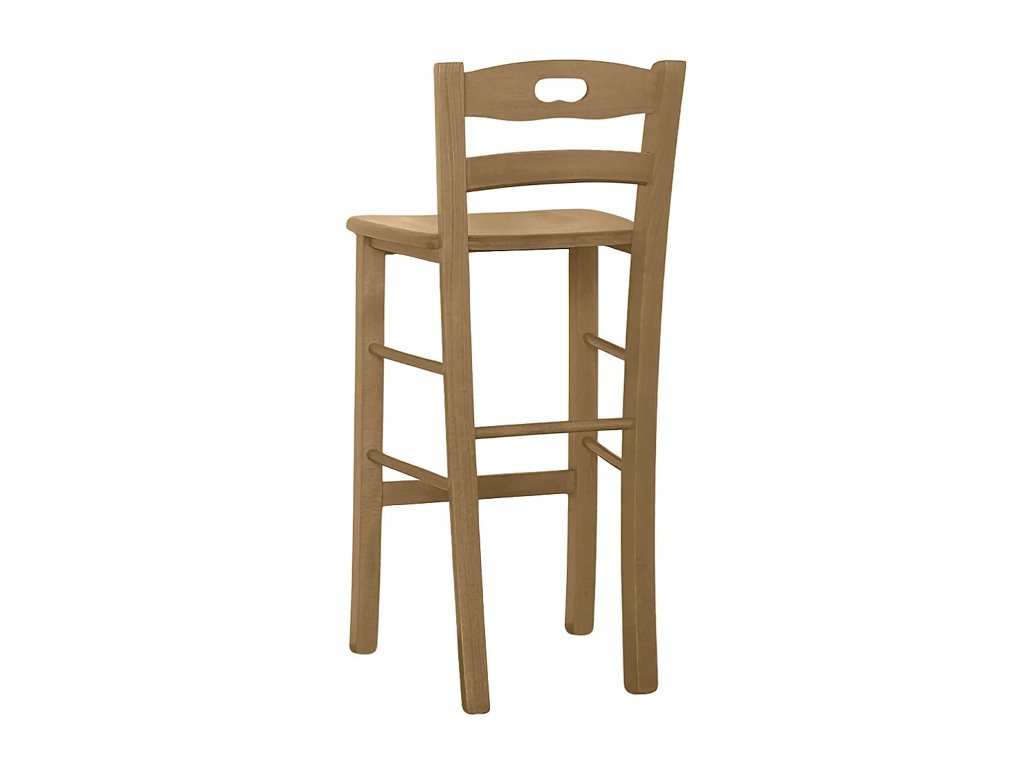 Tabouret en bois h66cm avec dossier avec poignée avec assise en noyer clair massif