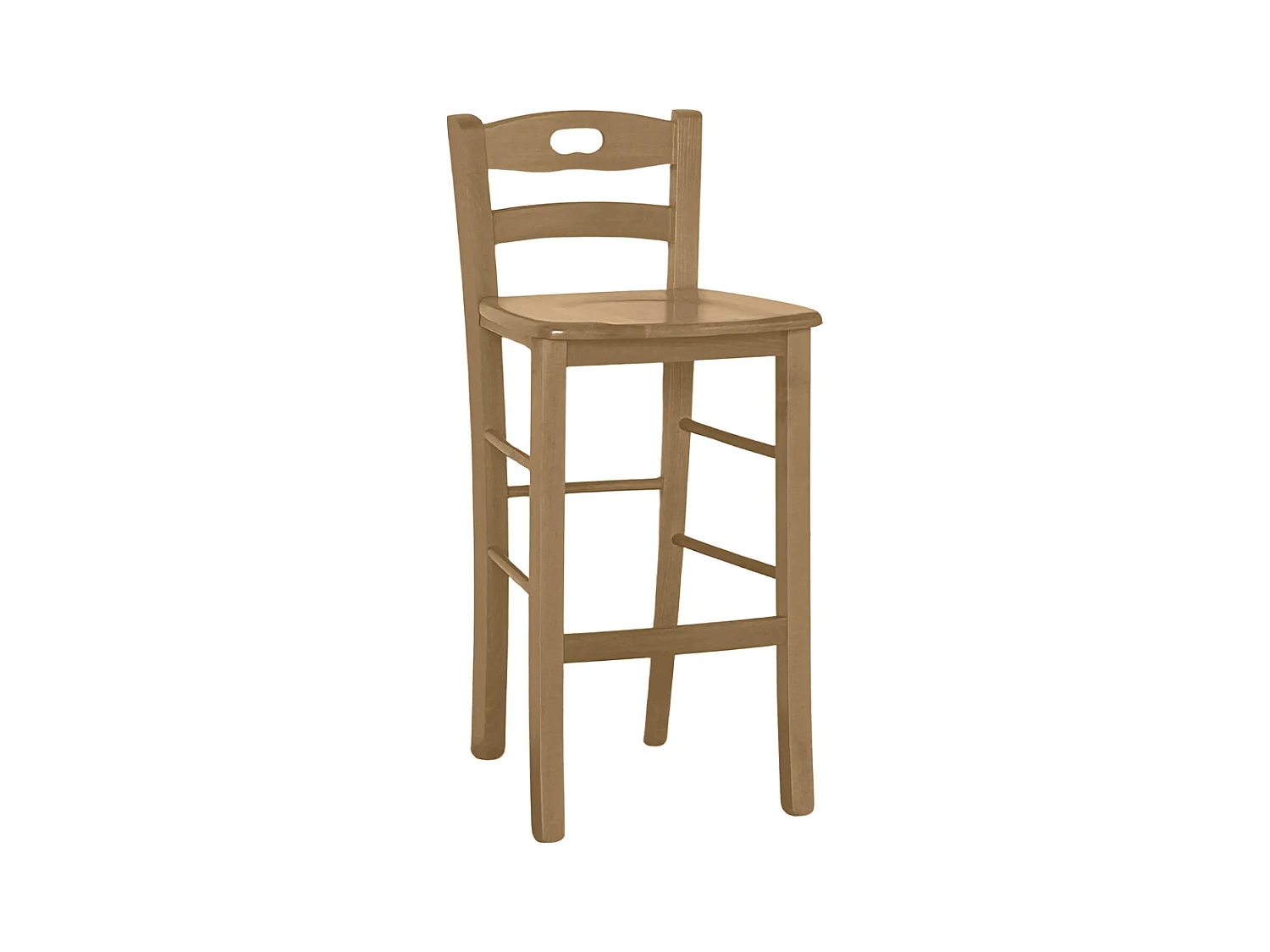 Tabouret en bois h66cm avec dossier avec poignée avec assise en noyer clair massif