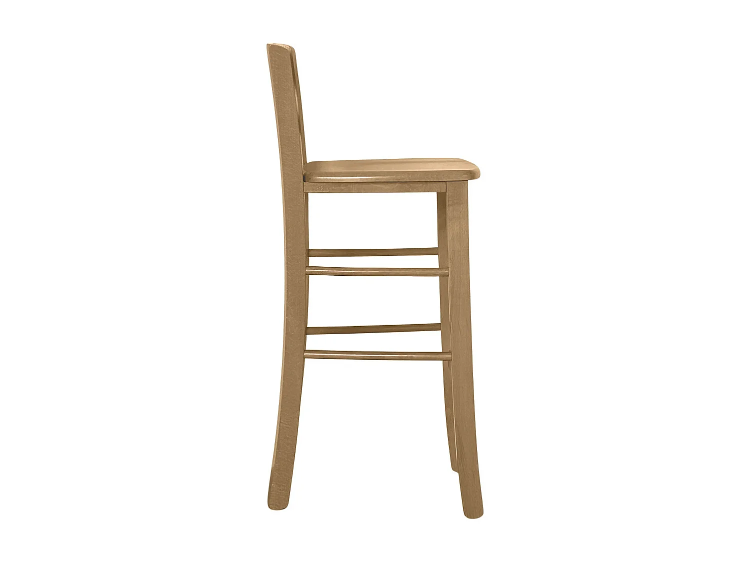 Tabouret en bois h66cm avec dossier avec poignée avec assise en noyer clair massif