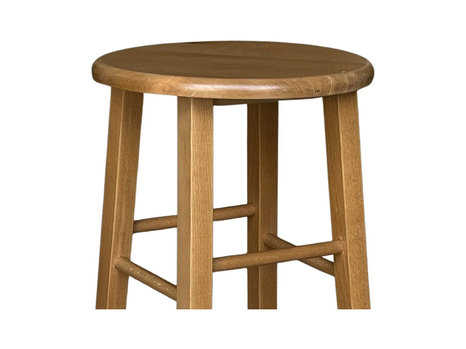 Tabouret en bois avec assise ronde h 68 pieds droits noyer clair
