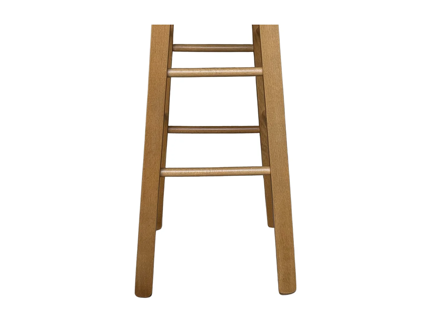 Tabouret en bois avec assise ronde h 68 pieds droits noyer clair