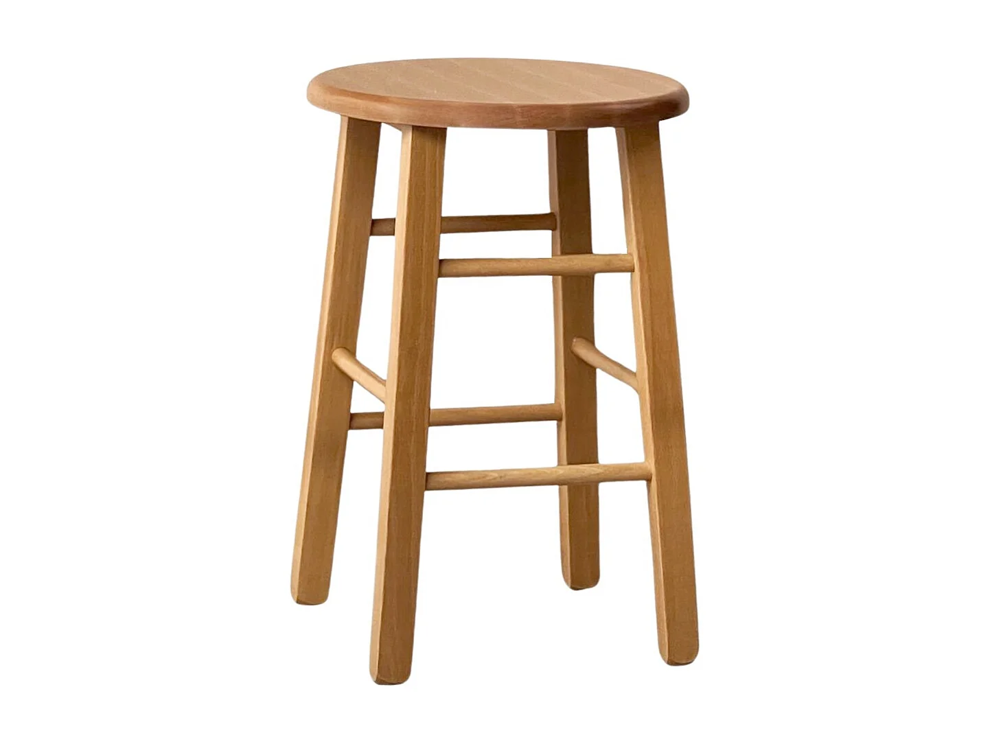 Tabouret de bar en bois avec assise ronde h 47 cm pieds droits noyer clair