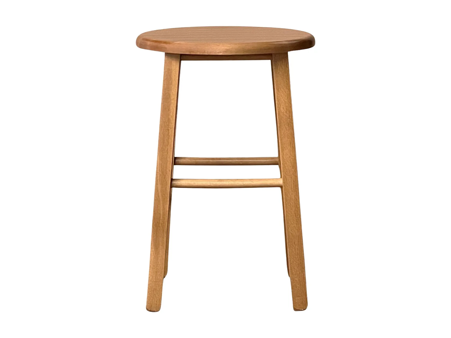 Tabouret de bar en bois avec assise ronde h 47 cm pieds droits noyer clair
