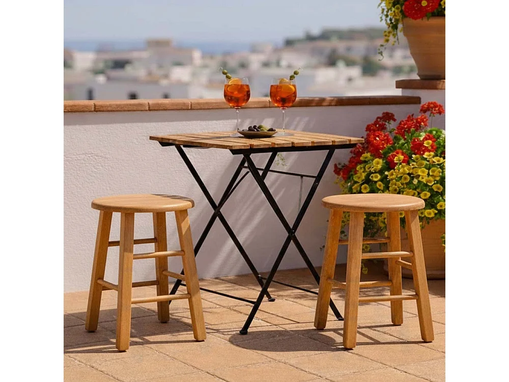 Tabouret de bar en bois avec assise ronde h 47 cm pieds droits noyer clair