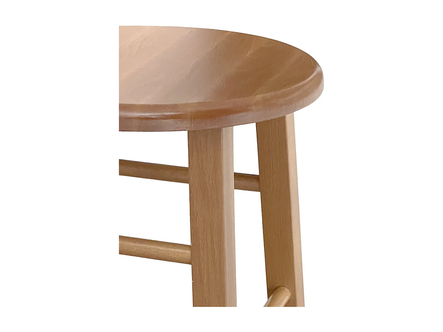 Tabouret de bar en bois avec assise ronde h 47 cm pieds droits noyer clair