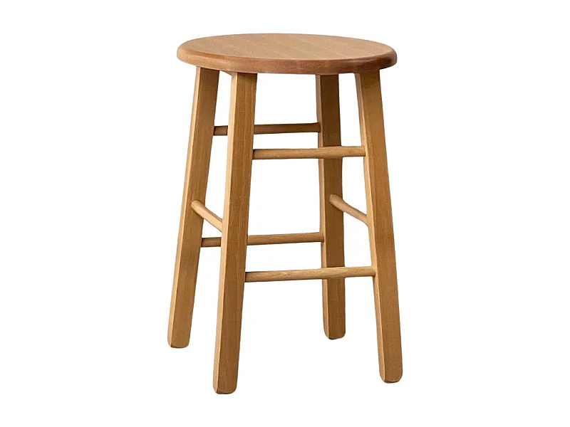 Tabouret de bar en bois avec assise ronde h 47 cm pieds droits noyer clair