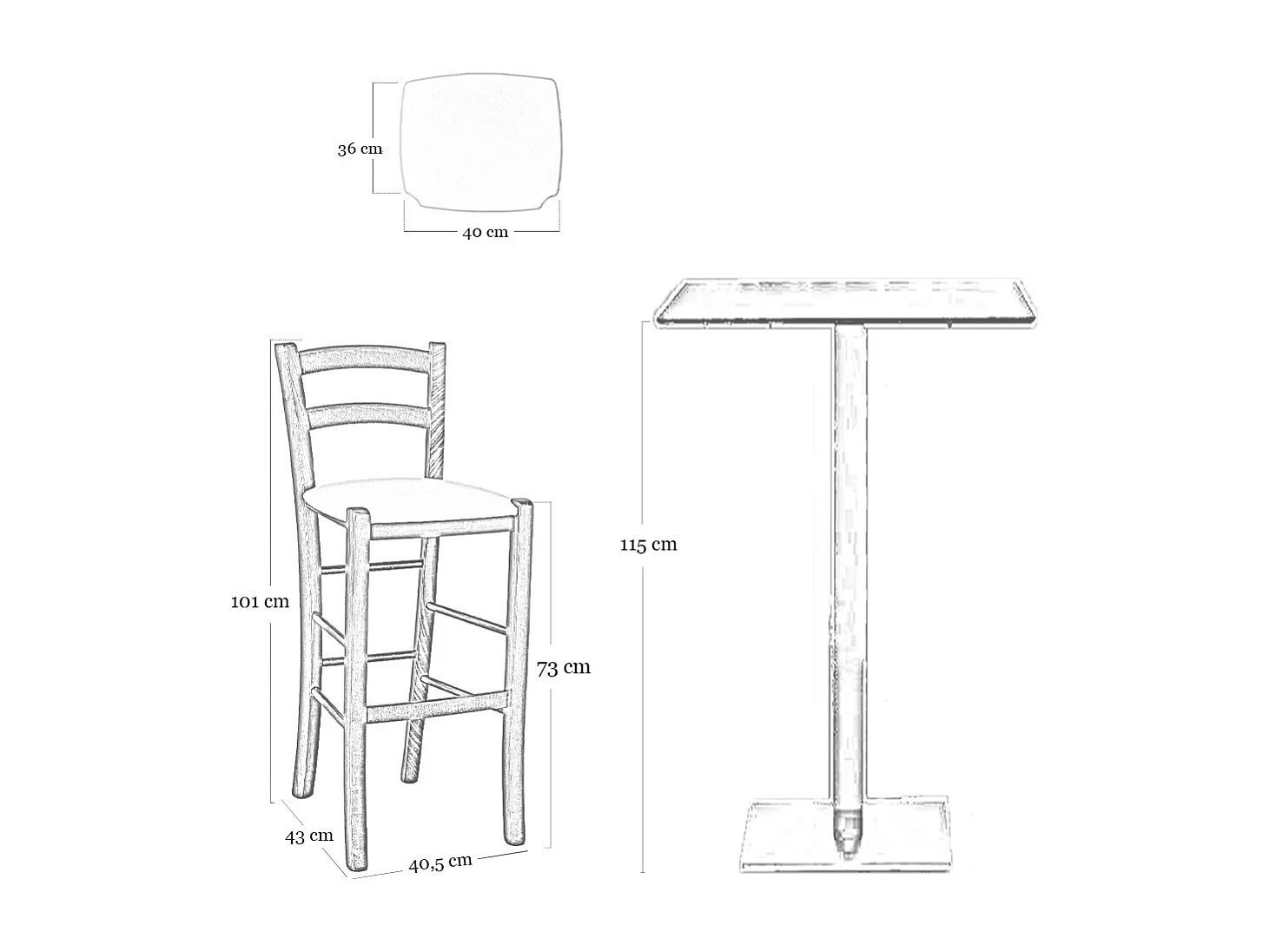 Tabouret haut en bois d'oranger h 73 cm avec assise en simili cuir gris clair