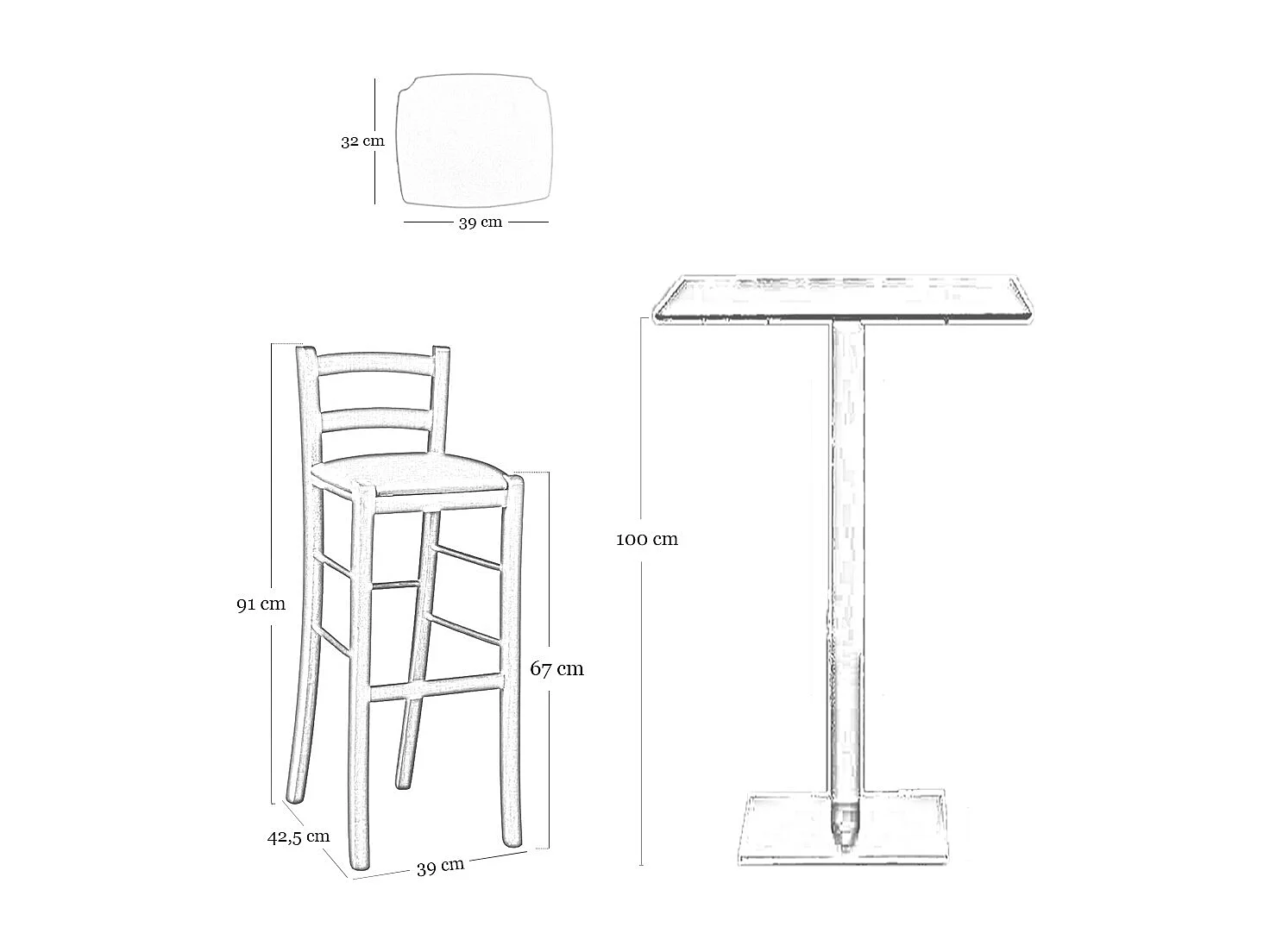 Tabouret en bois blanc avec assise en simili cuir bleu, h 67 cm du sol à l'assise