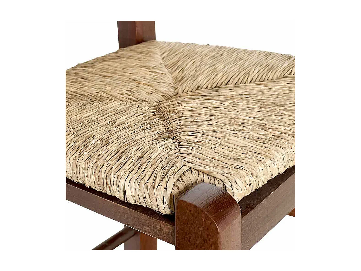 Sgabelli alti da bar set da 2 in legno noce scuro h 80 cm con seduta in paglia