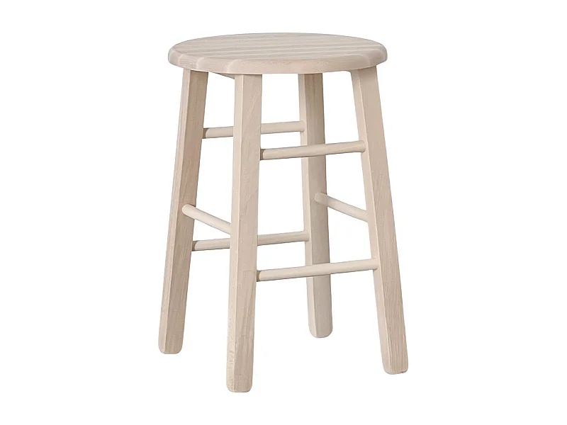 Tabouret en bois assise ronde h 47 cm brut à peindre pieds droits