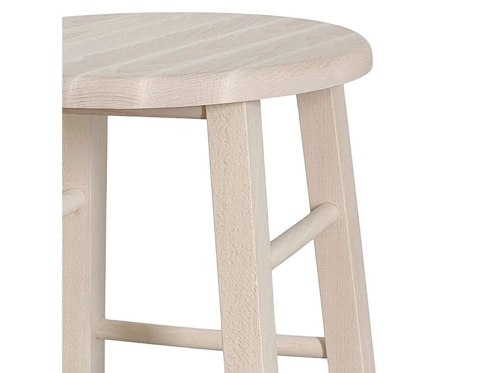 Tabouret en bois assise ronde h 47 cm brut à peindre pieds droits