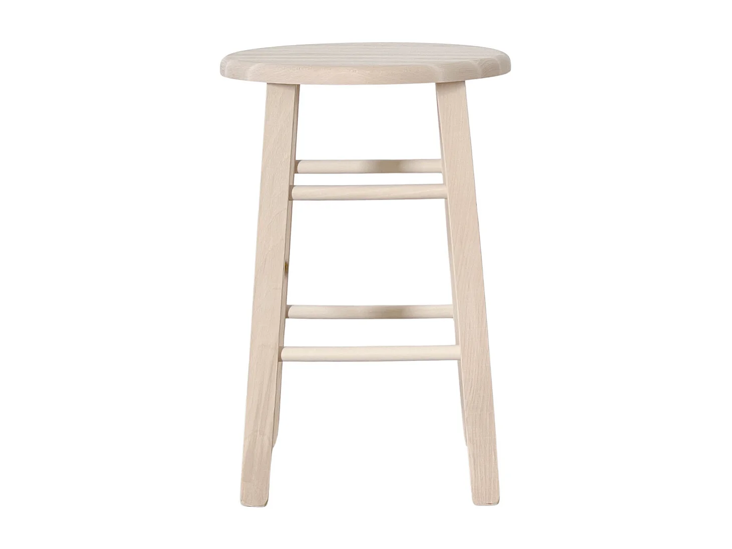 Tabouret en bois assise ronde h 47 cm brut à peindre pieds droits