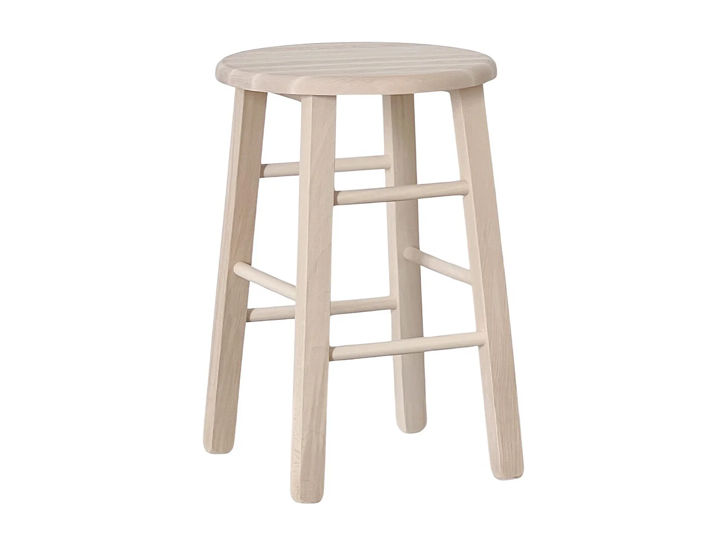 Tabouret en bois assise ronde h 47 cm brut à peindre pieds droits