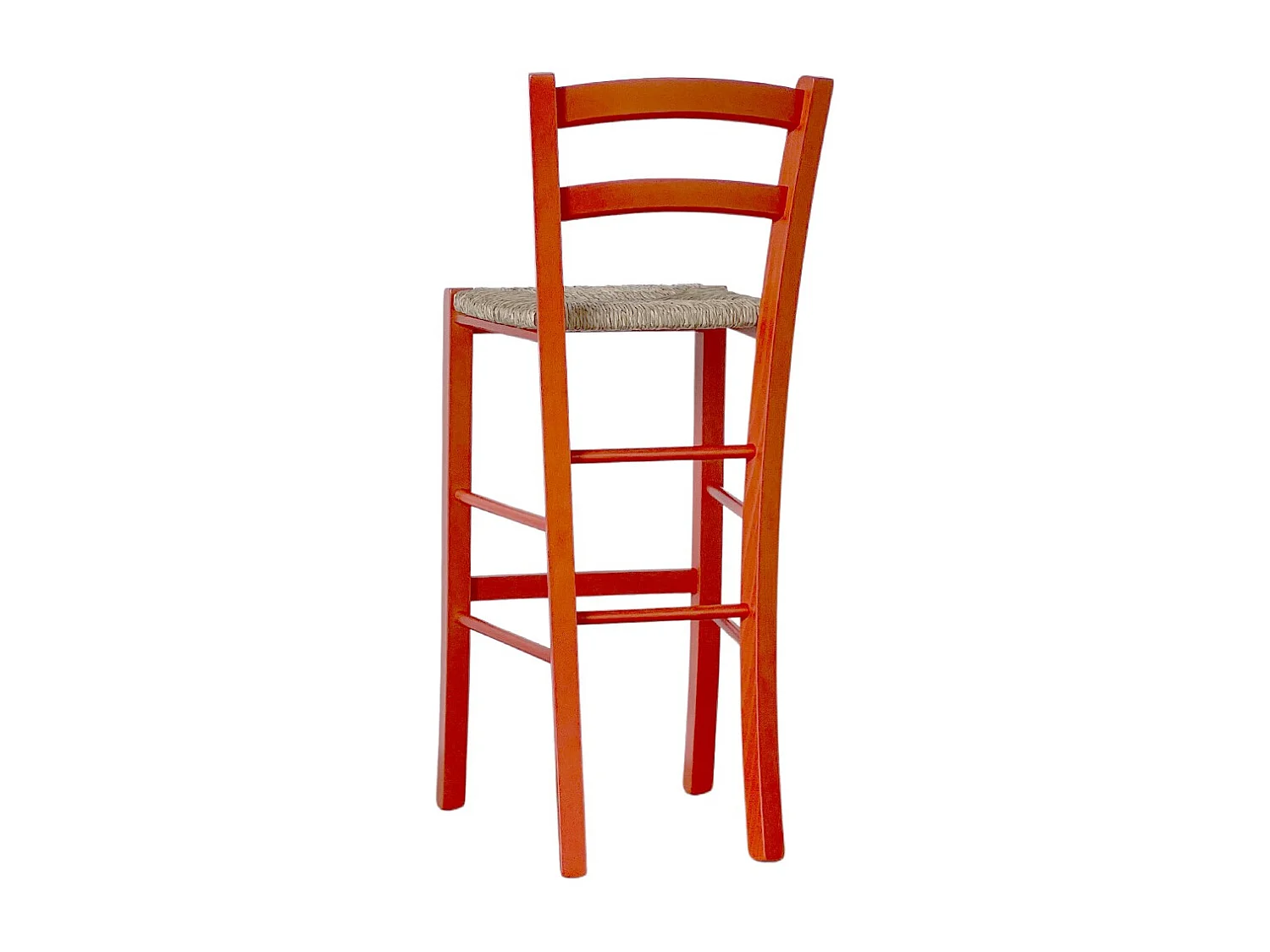 Taburete alto de madera color naranja h 73 cm estilo rústico para hogar y bar
