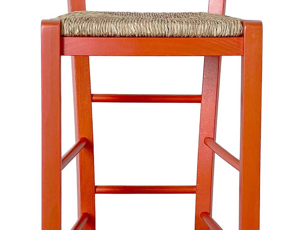 Taburete alto de madera color naranja h 73 cm estilo rústico para hogar y bar