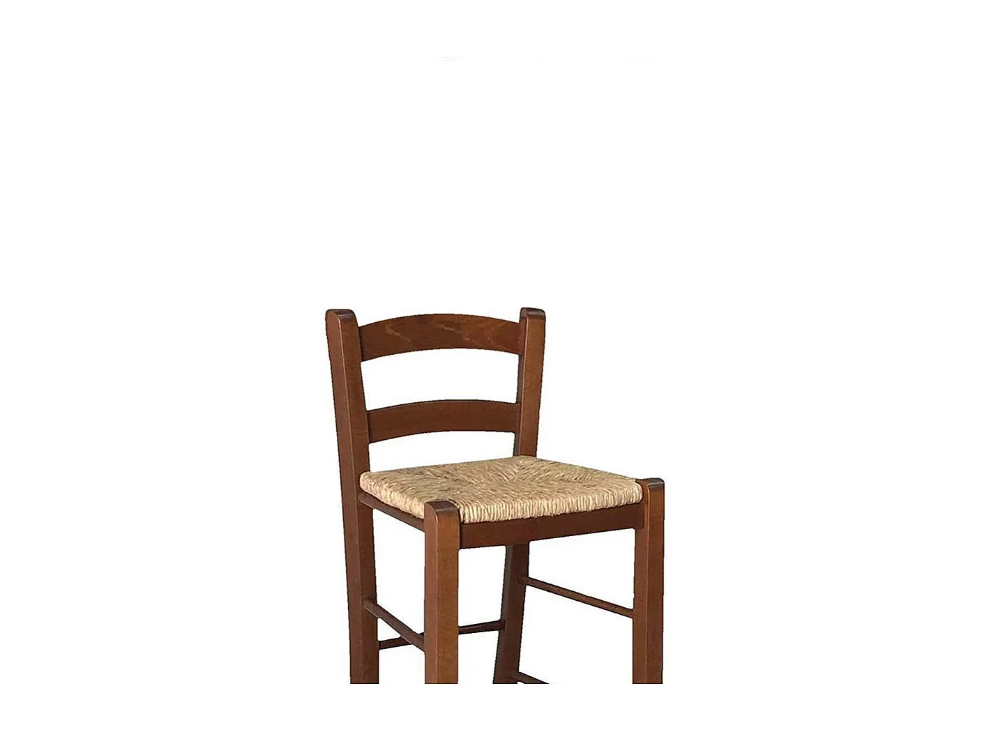 Tabouret Snek en bois avec assise en paille h 67 cm en noyer foncé