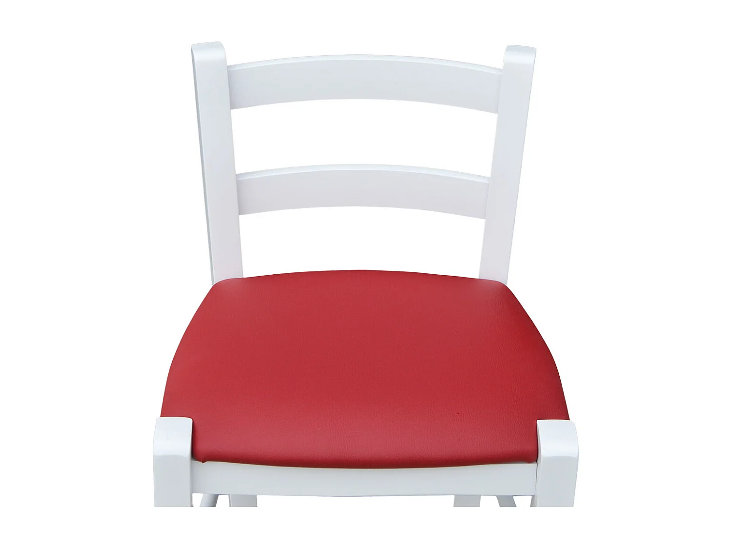 Tabouret en bois laqué blanc avec assise rouge h 80 cm