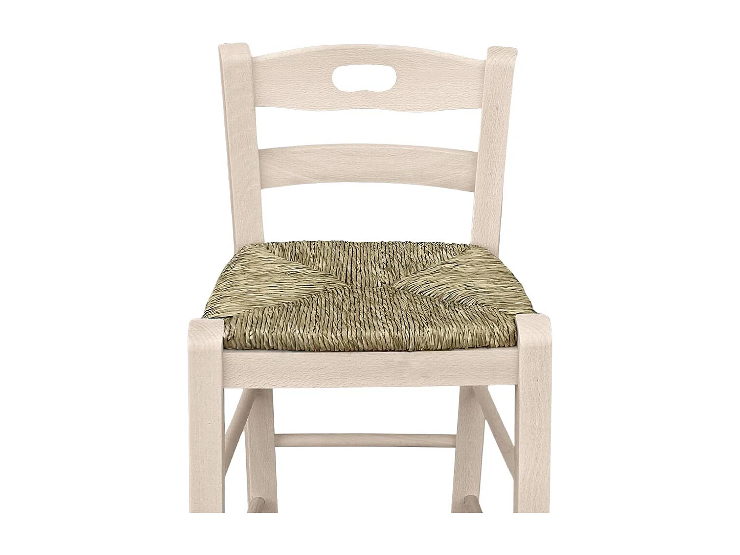 Taburete con asa en el respaldo h cm 66 crudo con asiento en paja de pantano