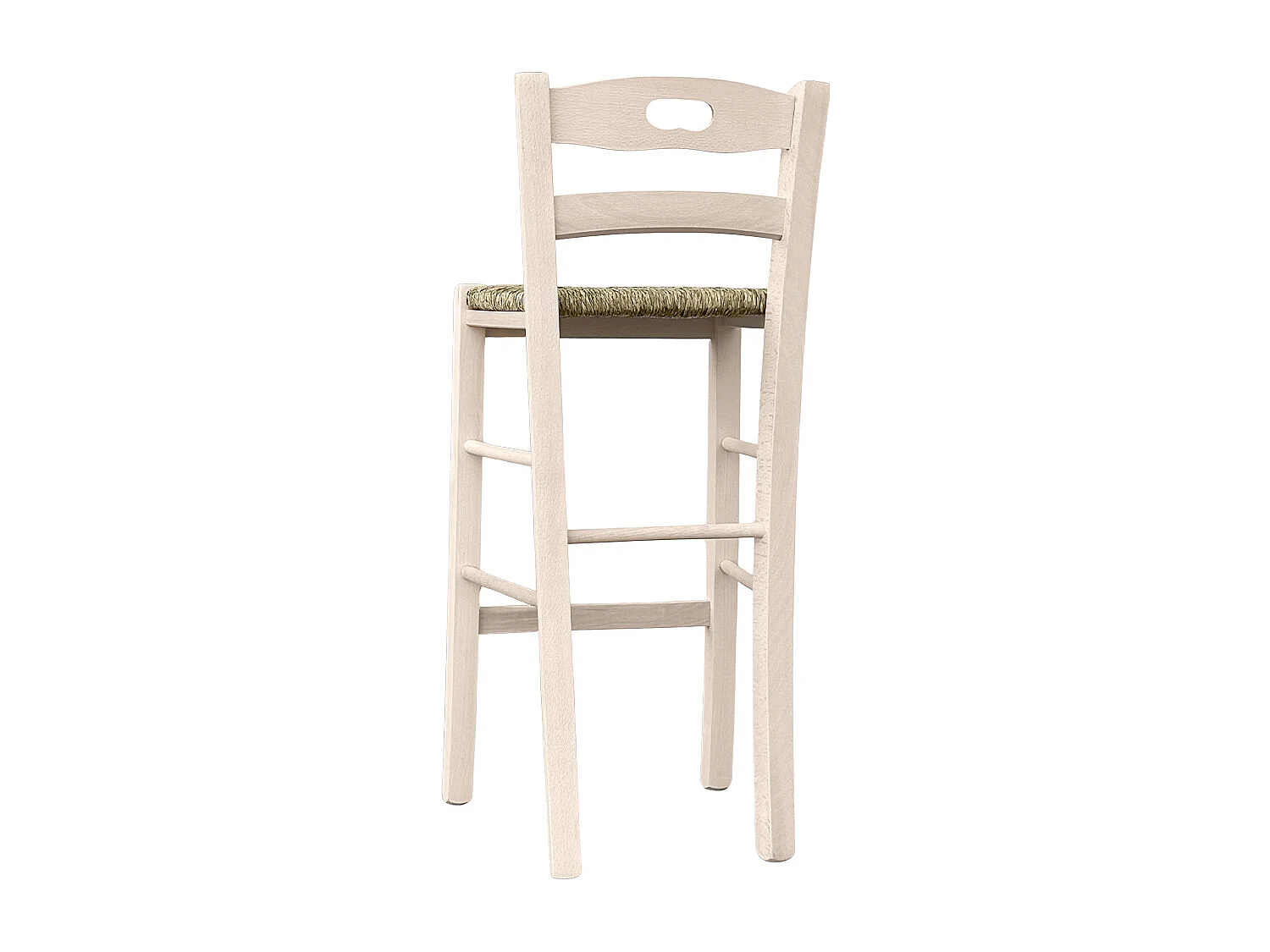 Tabouret avec poignée dans le dossier h cm 66 brut avec assise en paille des marais