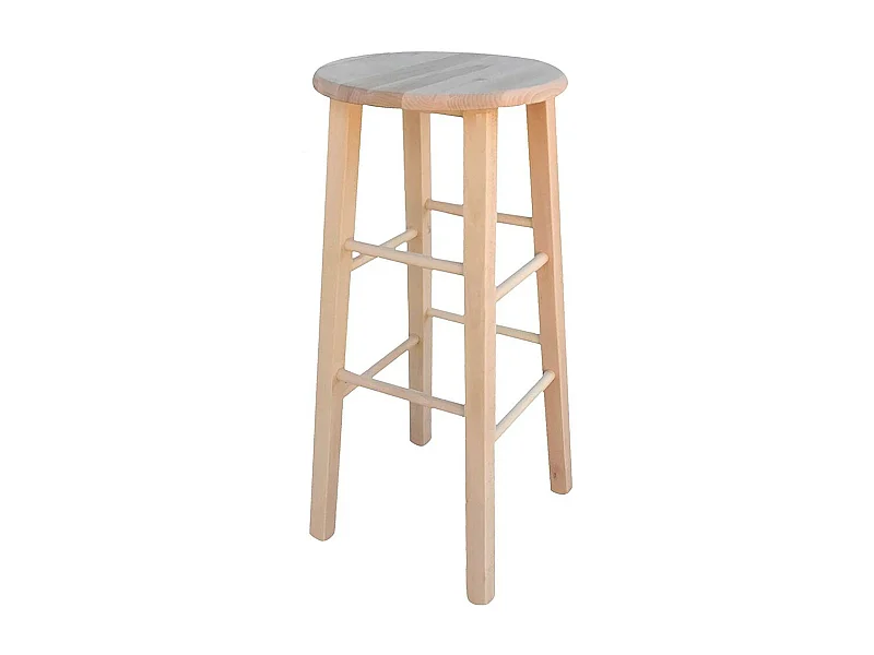 Tabouret de bar en bois à peindre h 68 cm assise ronde pieds droits