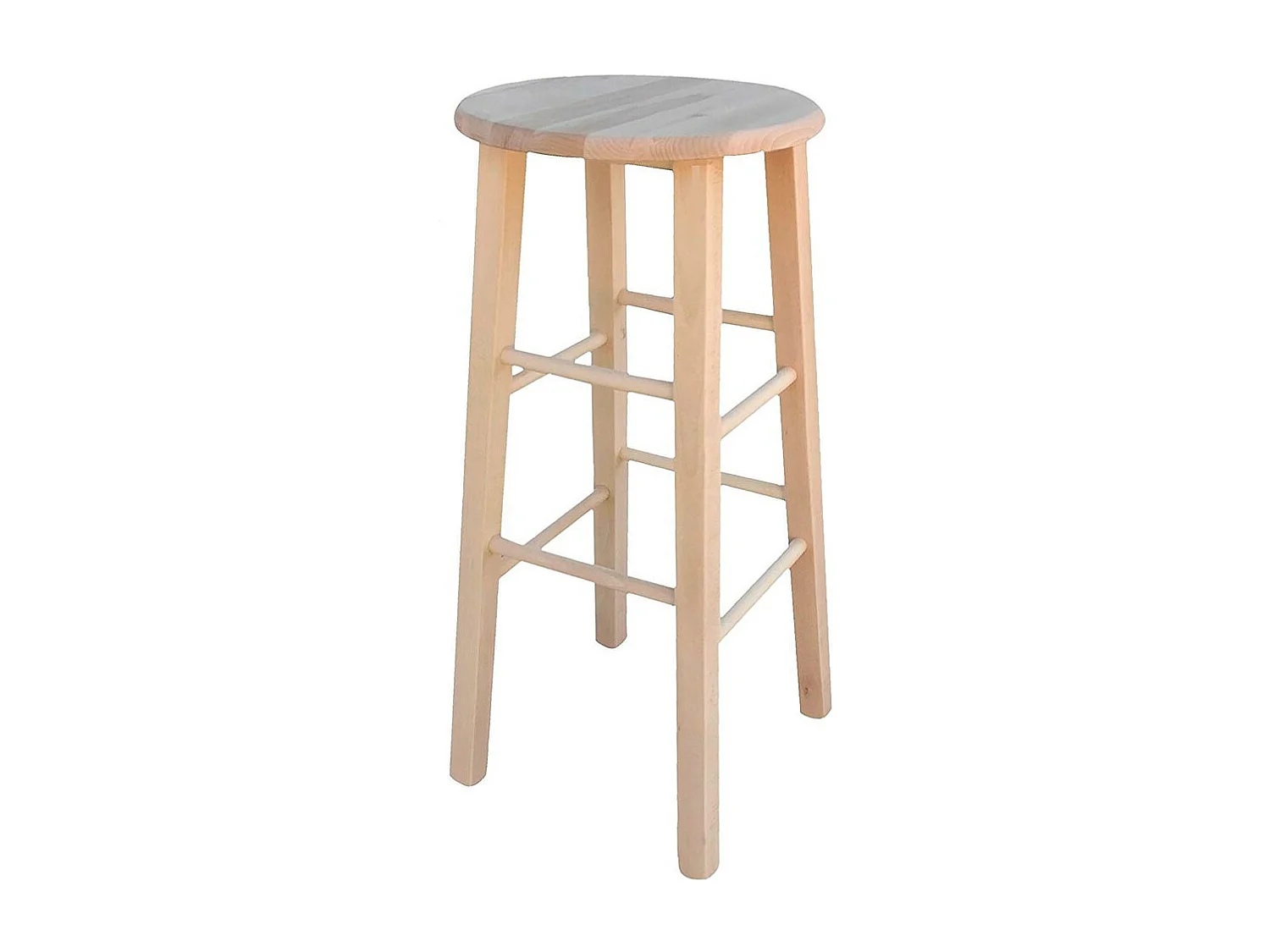 Taburete de bar de madera para pintar h 68 cm asiento redondo con patas rectas