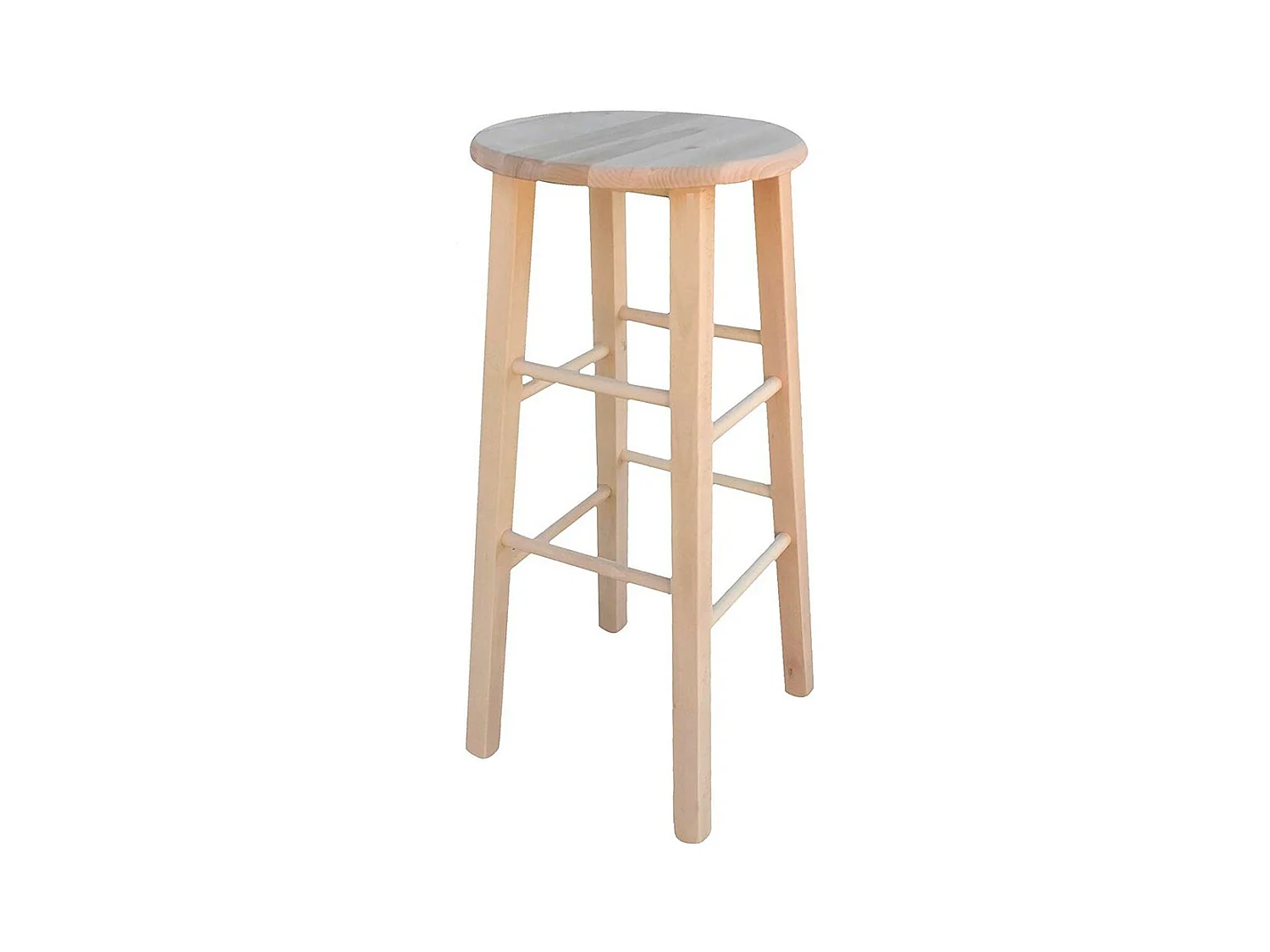 Tabouret de bar en bois à peindre h 68 cm assise ronde pieds droits