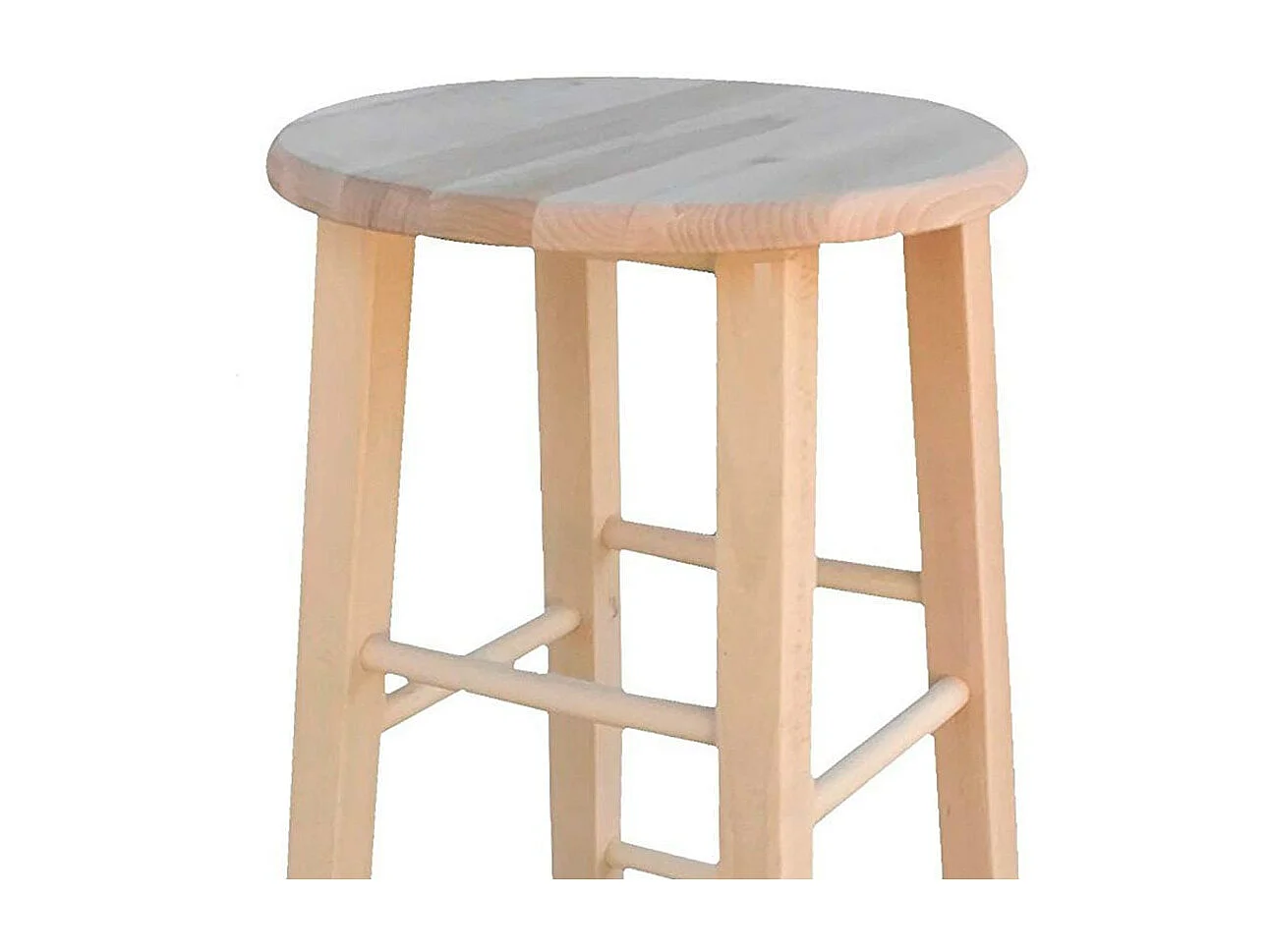 Taburete de bar de madera para pintar h 68 cm asiento redondo con patas rectas