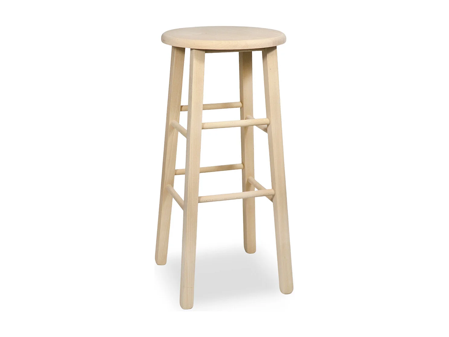Taburete de bar de madera para pintar h 68 cm asiento redondo con patas rectas