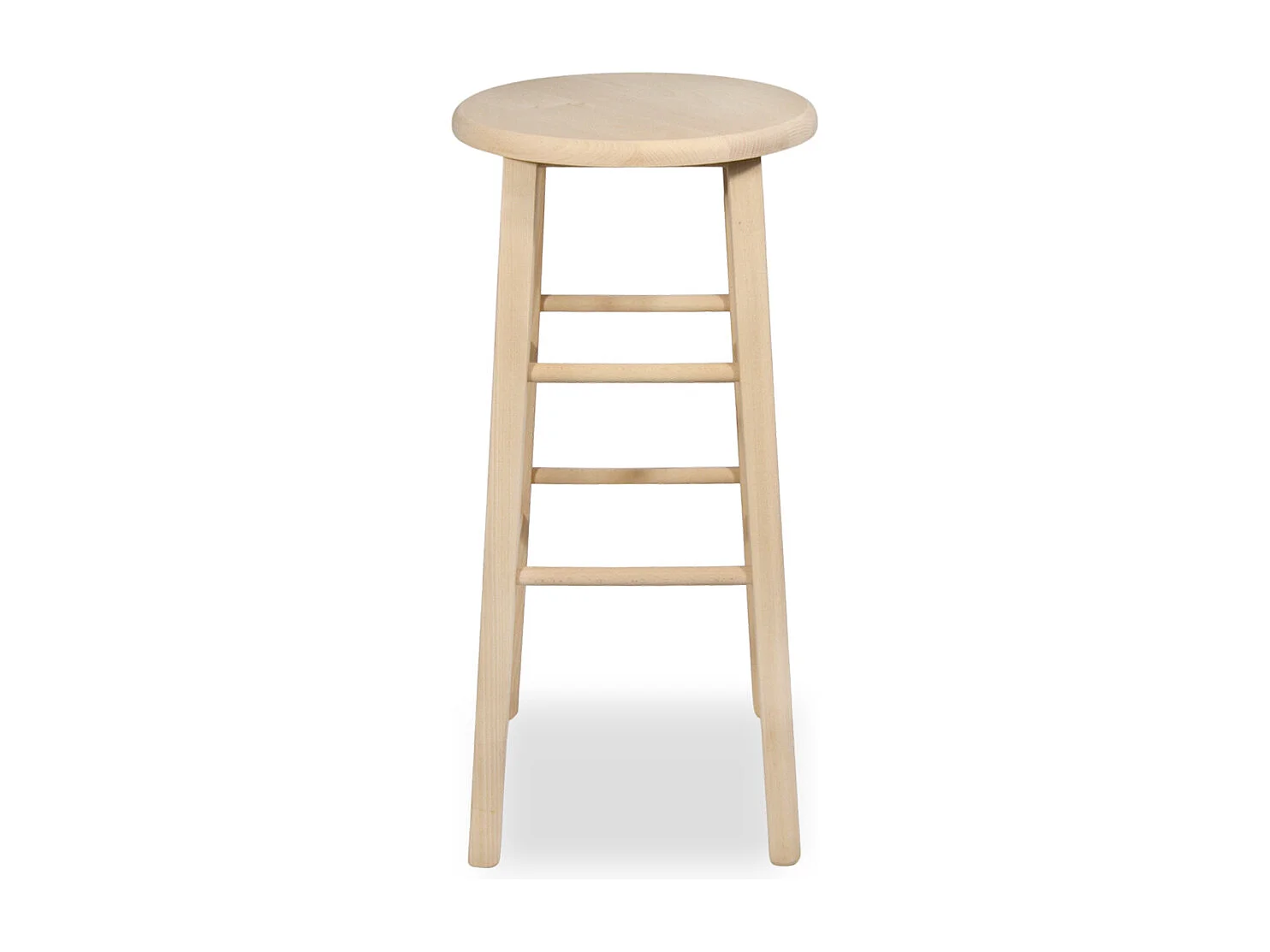 Taburete de bar de madera para pintar h 68 cm asiento redondo con patas rectas