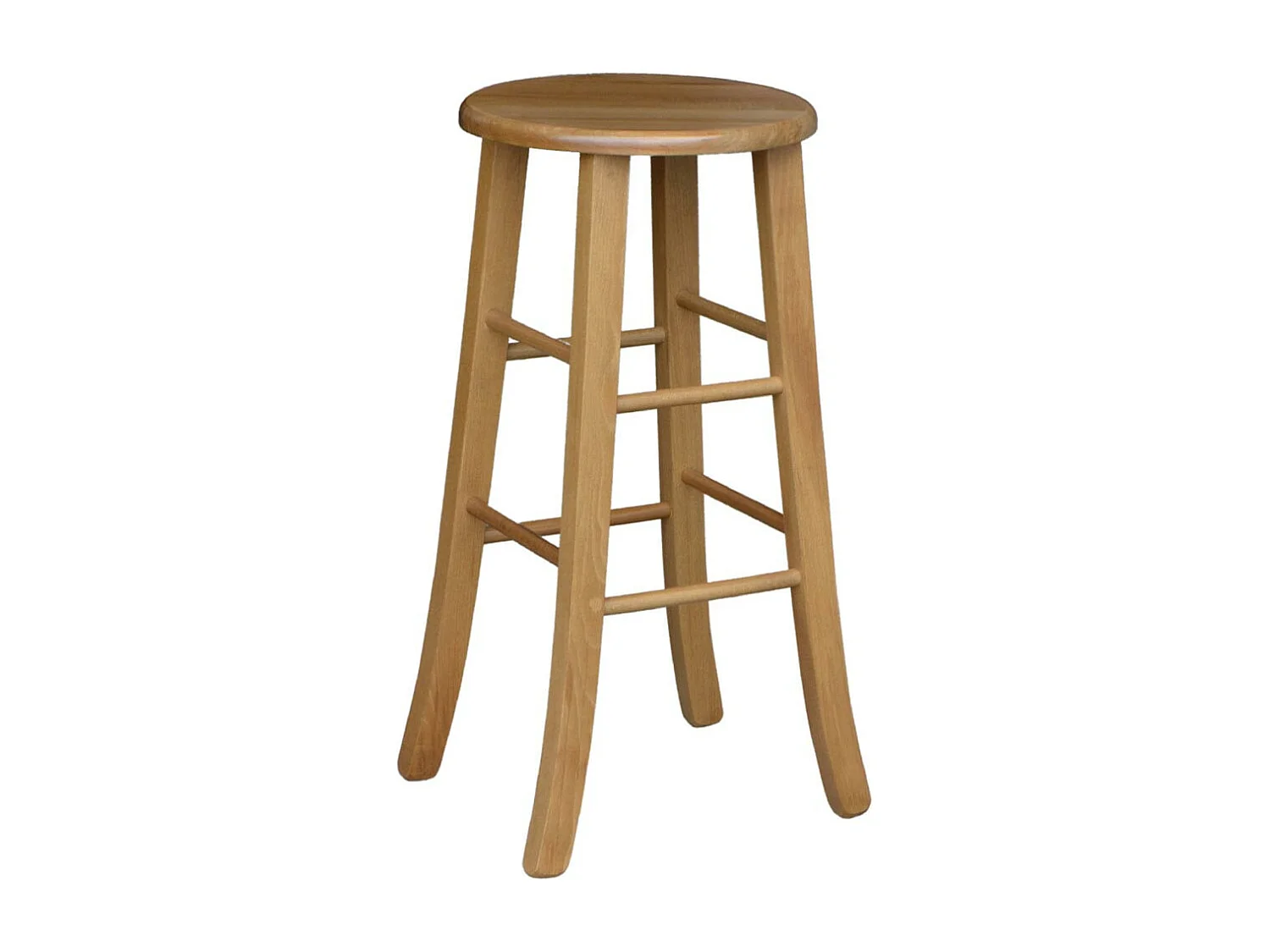 Tabouret de bar en bois avec assise ronde h 67 pieds sabre noyer clair