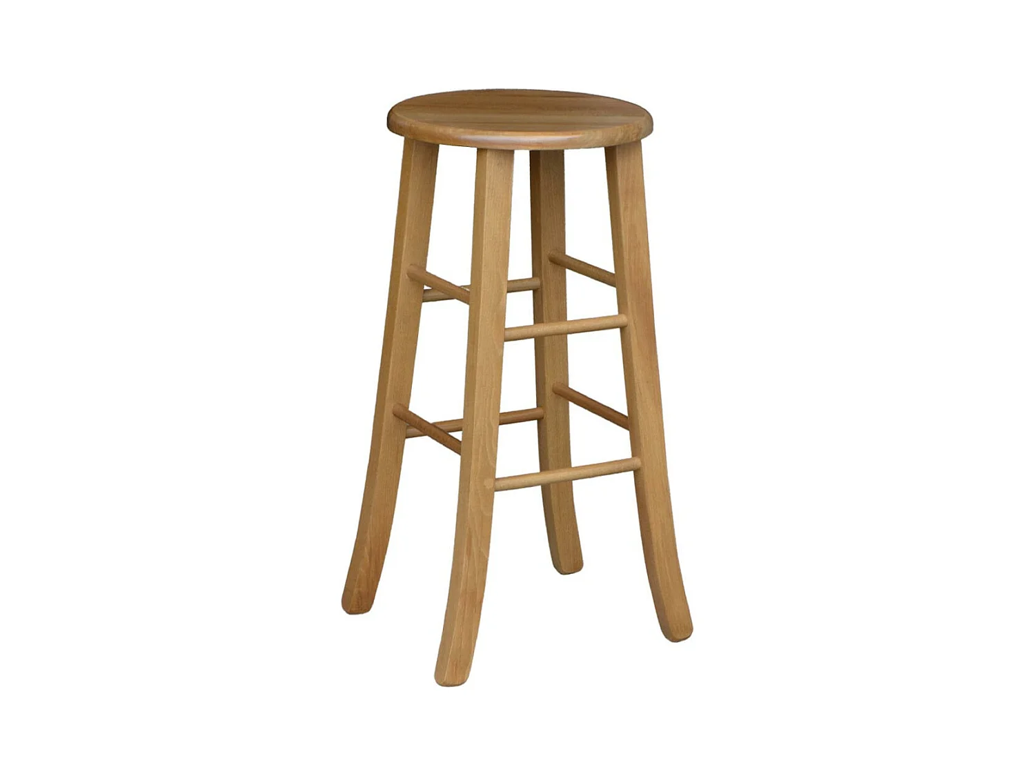 Tabouret de bar en bois avec assise ronde h 67 pieds sabre noyer clair